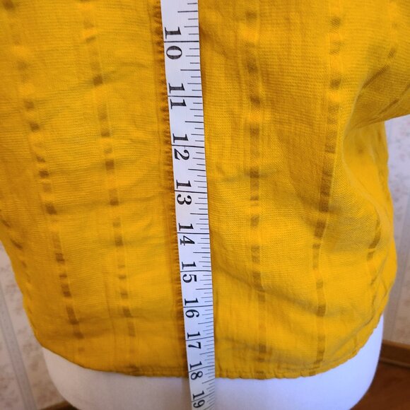PRANA V-NECK BUTTON DOWN TIE CROP SHIRT | ORGANIC COTTON | MARIGOLD | SIZE M - Picture 5 of 6